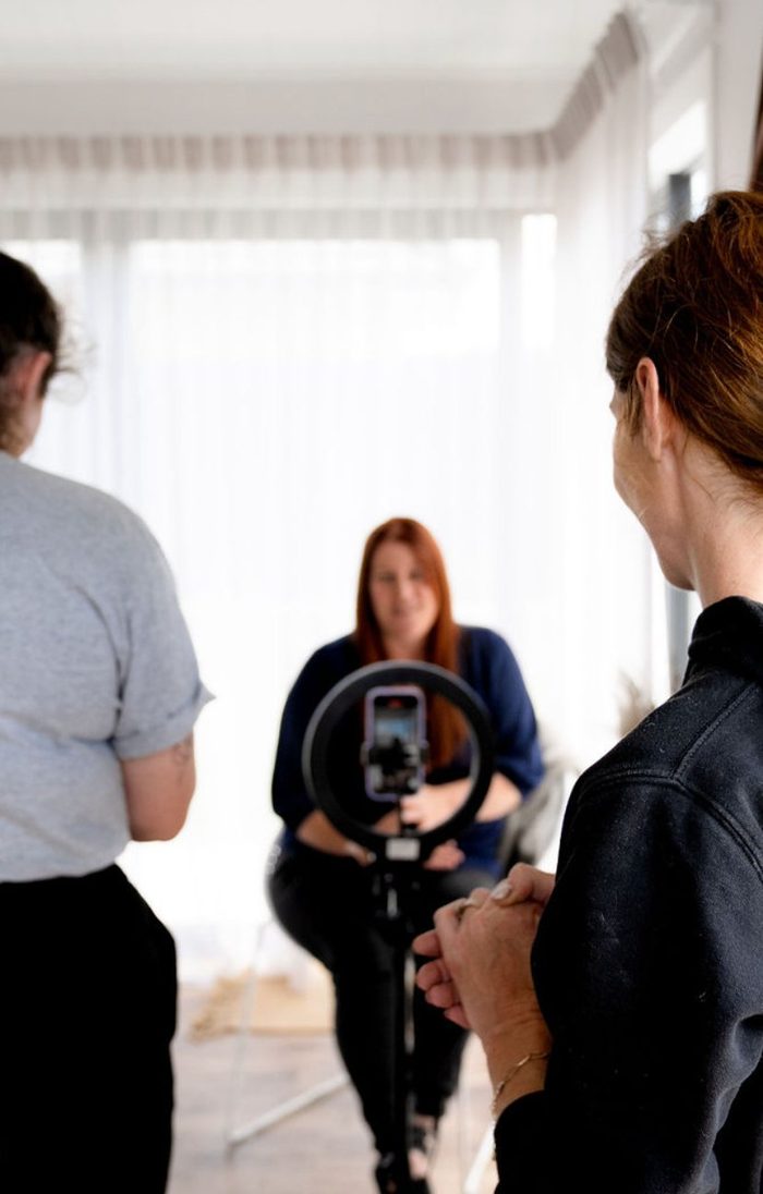 Filming a portrait video with a ring light